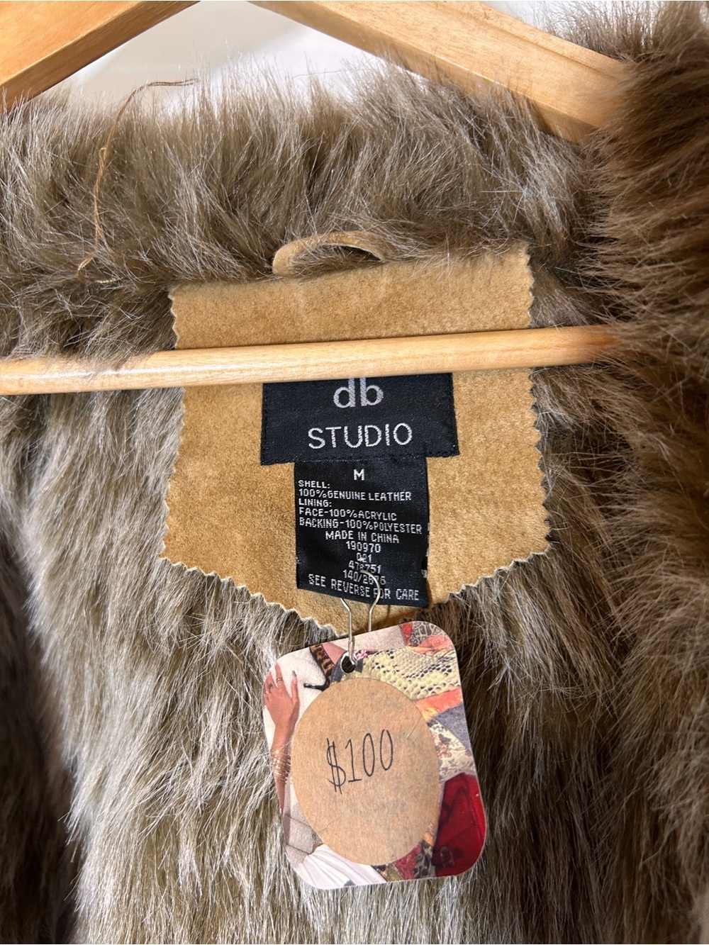 Vintage db studio suede coat with vegan fur hippie bohemian penny lane coat vtg - Picture 6 of 14